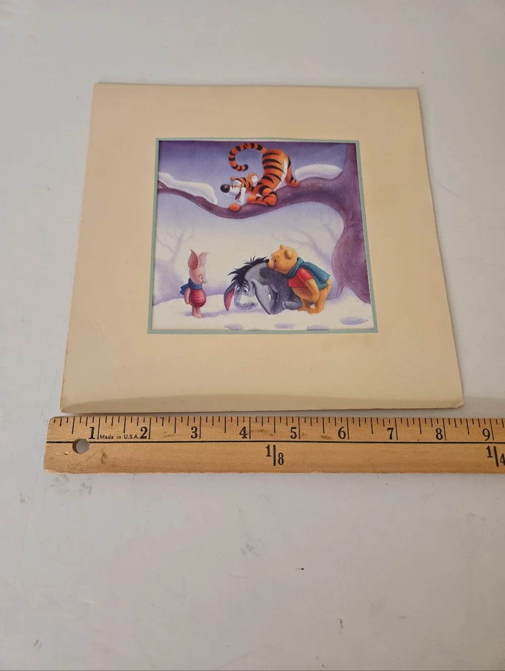 Disney Winnie the Pooh Winter Scene Wall Art - Cream Mat 8.5x8.5